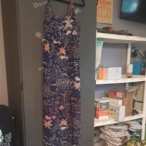 Old Navy Navy Blue and Orange Dress